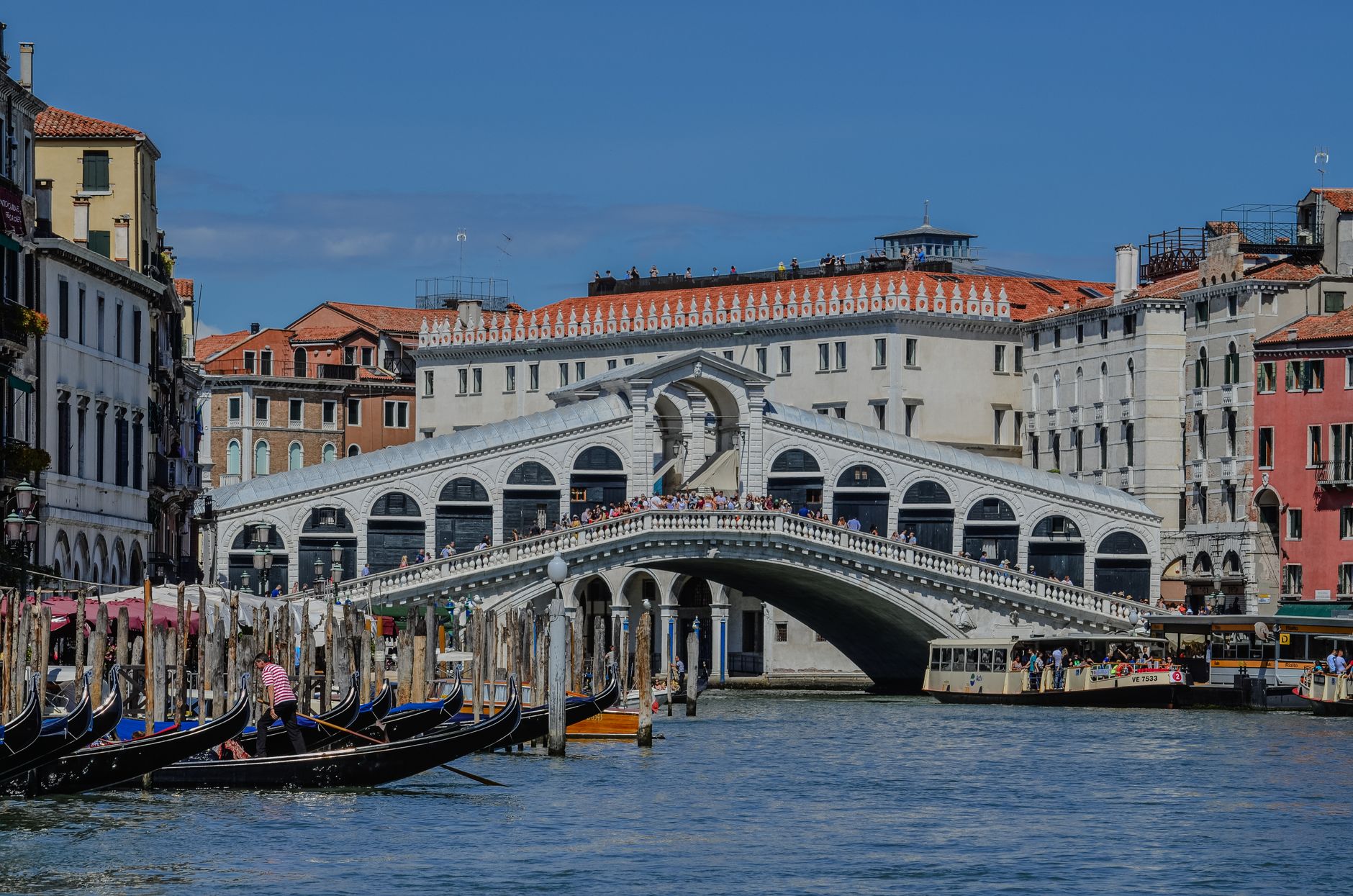 Rialto Bridge spanning the Grand Canal in Venice, Italy
