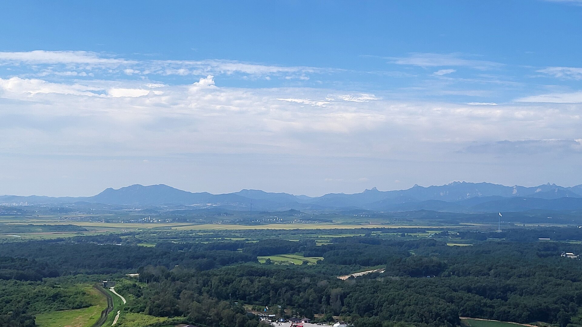 The view north from the Dora Observatory across the DMZ farmland